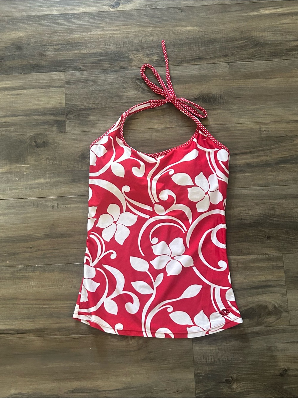 Red Halter Tank with White Floral Print
